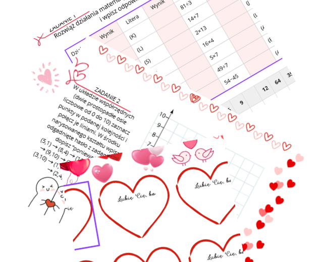 Walentynkowa karta pracy - matematyka  i lekcja wychowawcza