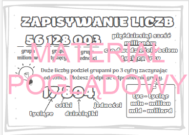 Zapisywanie liczb w systemie dziesiątkowym - notatka + karta pracy