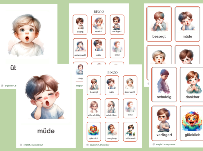 Niemiecki - Angielski Gefühle - Uczucia w języku niemieckim dla uczniów z wykładowym angielskim