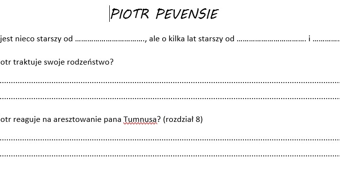 Bohaterowie "Opowieści z Narnii" - karty pracy do charakterystyki, praca w grupach