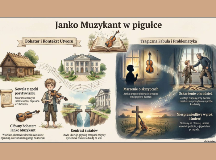 🎻"JANKO MUZUKANT" – karta pracy do noweli + odpowiedzi + 2 infografiki
