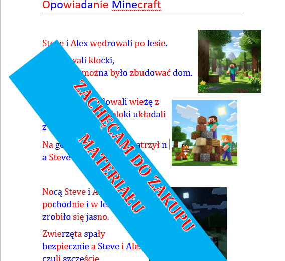Nauka czytania sylabami📙 - opowiadanie Minecraft