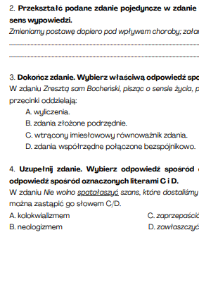 Zaproszenie 1 - egzamin ósmoklasisty, kartkówka, test