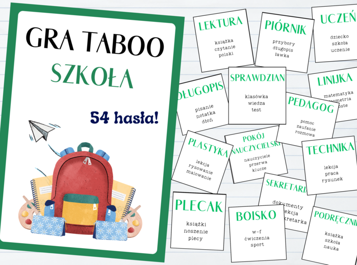 TABOO Szkolne: Gra Edukacyjna (54 hasła) - Gotowy Materiał dla Nauczycieli | Integracja Klasy