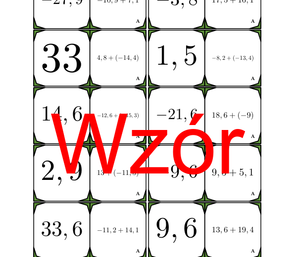 Domino - Dodawanie dodatnich i ujemnych liczb dziesiętnych | matematyka