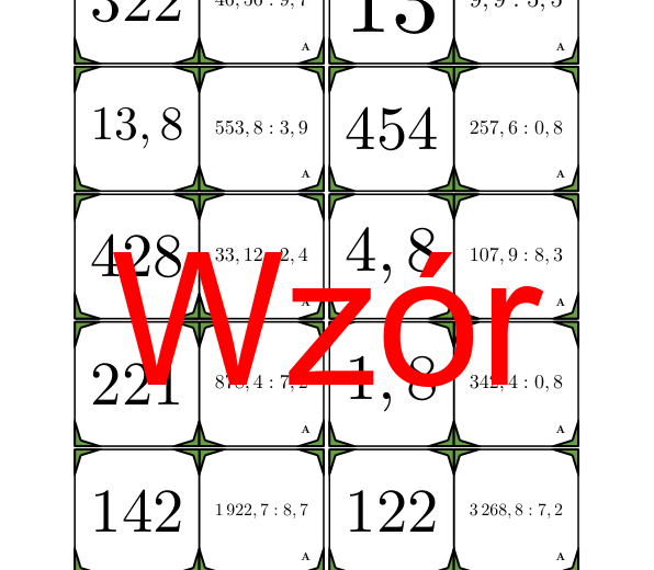 Domino - Dzielenie liczb dziesiętnych przez liczbę dziesiętną | matematyka