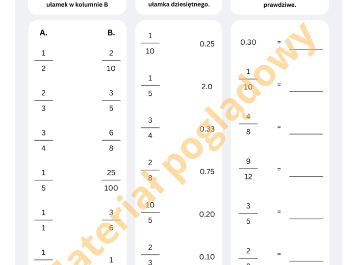 Ułamki zwykłe i dziesiętne - zamiana postaci
