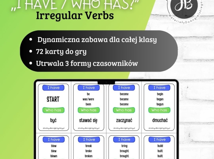 Gra klasowa „I have / Who has?” – Czasowniki nieregularne