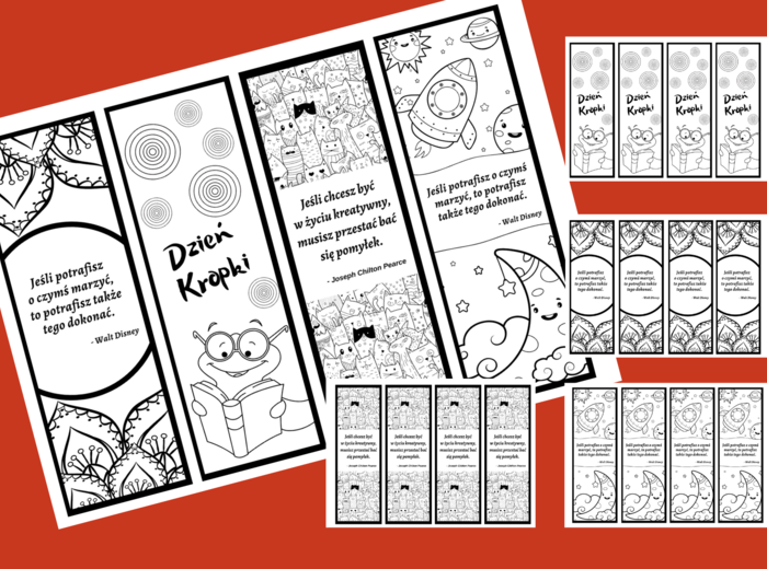 DZIEŃ KROPKI - zakładka do książek - zakładki - czarno-białe - wersja 2