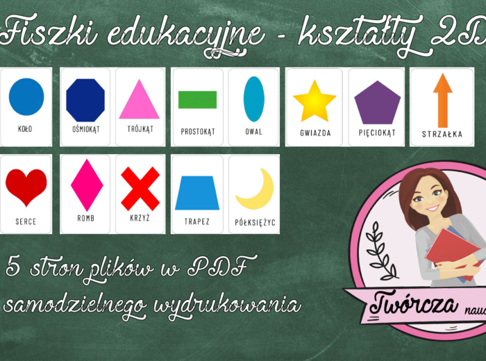 Kształty 2D - fiszki edukacyjne