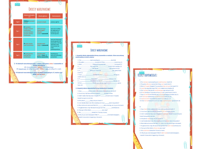 Okresy warunkowe, Zdania z if