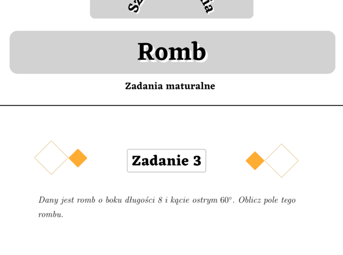Romb - zadania maturalne. Szkoła średnia :-)