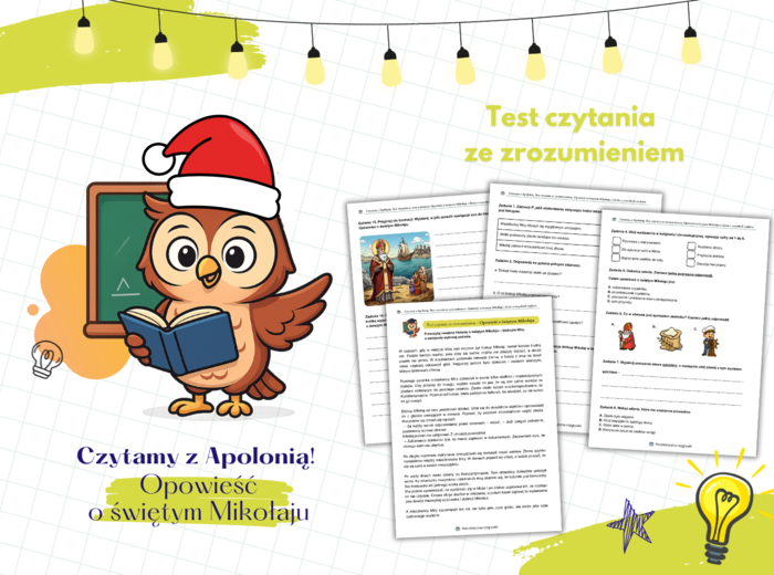 Opowieść o świętym Mikołaju. Czytanie ze zrozumieniem. Boże Narodzenie. Mikołajki. Test czytania ze zrozumieniem