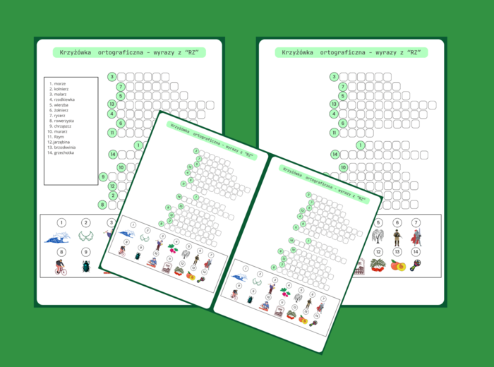 KRZYŻÓWKA obrazkowa – ortografia – RZ - ćwiczenia redakcyjne