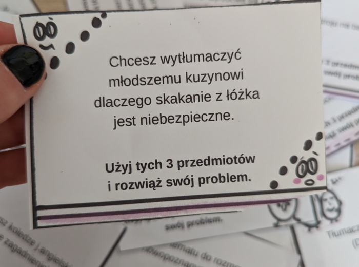 Użyj tych trzech przedmiotów i rozwiąż swój problem. Kreatywna gra.