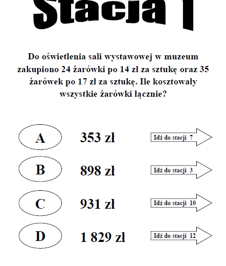 Stacje zadaniowe - mnożenie pisemne