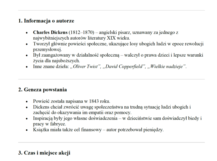 Notatka - "Opowieść wigilijna" Ch. Dickens