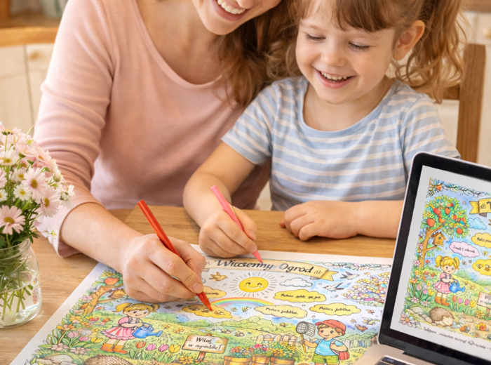 Kolorowanka "Wiosenny ogród"