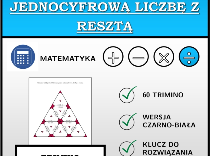 Trimino - Dzielenie przez jednocyfrową liczbę z resztą | matematyka
