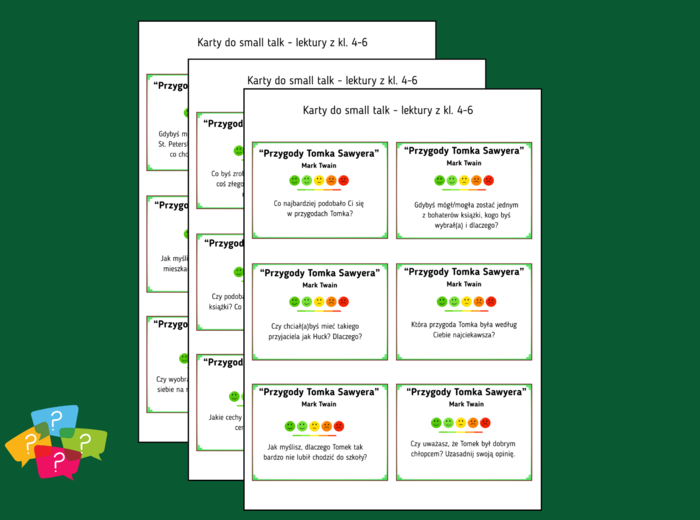 "PRZYGODY TOMKA SAWYERA" – Karty do SMALL TALK – lektury – gra