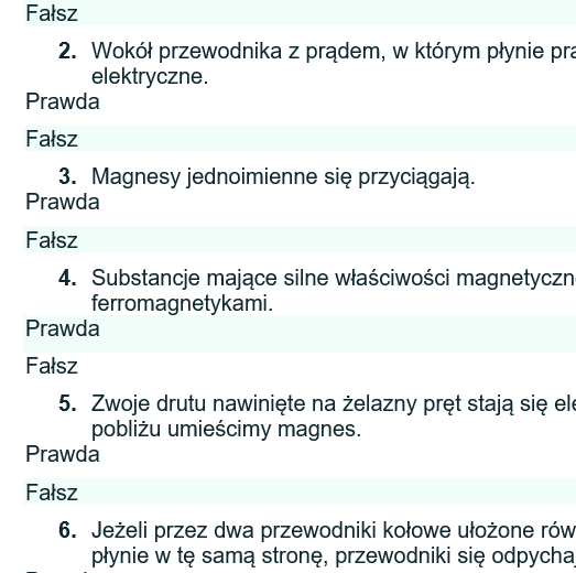 Test - magnetyzm