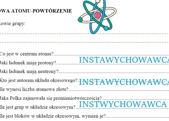 Budowa atomu - powtórzenie
