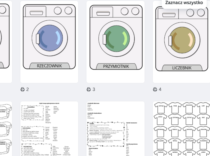 Pranie części mowy- odmienne części mowy.