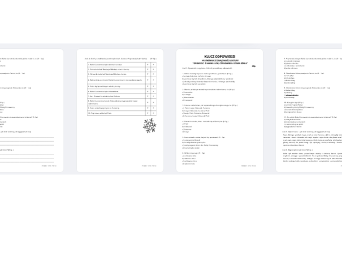 Opowieści z Narnii - kartkówka + klucz odpowiedzi