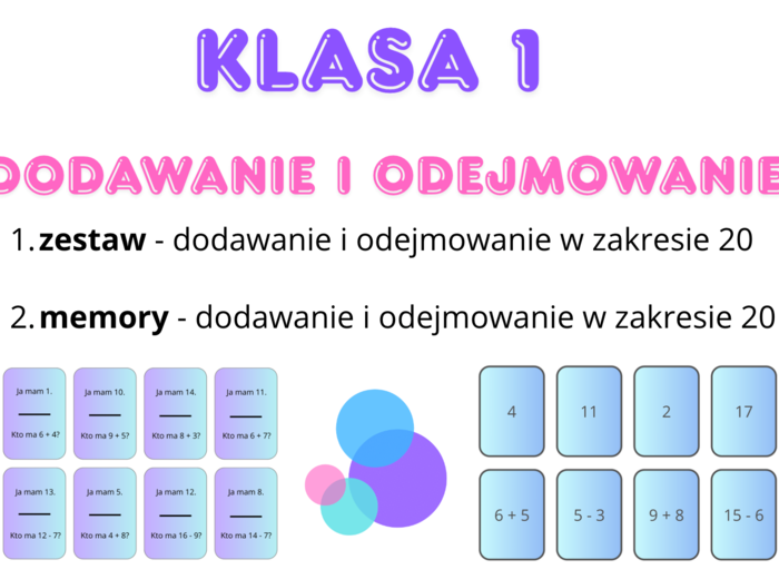Karty matematyczne - Ja mam, kto ma? + memory
