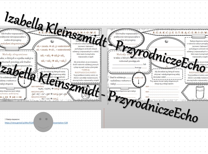 Minizestaw na temat „Reakcje strąceniowe” – sketchnotka + karta pracy w power point + gratisowy link do prezentacji multimedialnej niekomercyjnej wykonanej w genial.ly do indywidualnego pobrania i użycia do celów niekomercyjnych. Chemia 8, „Sole”