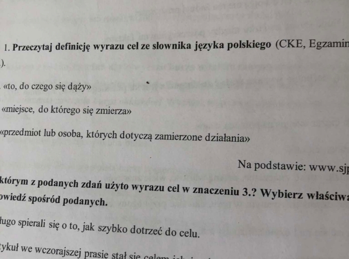 Egzamin ósmoklasisty - zadanie slownikowe
