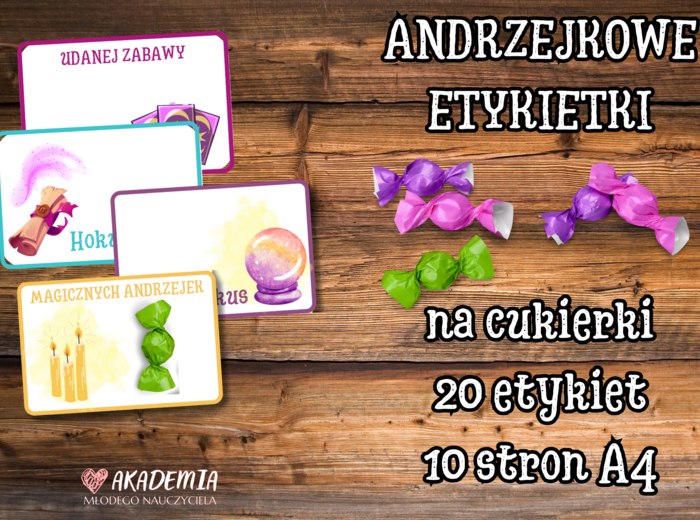 ANDRZEJKOWE ETYKIETY NA CUKIERKI