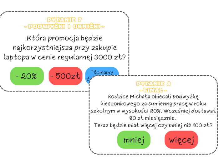 Gra o milion. Powtórzenie wiadomości z działu PROCENTY klasa 6.