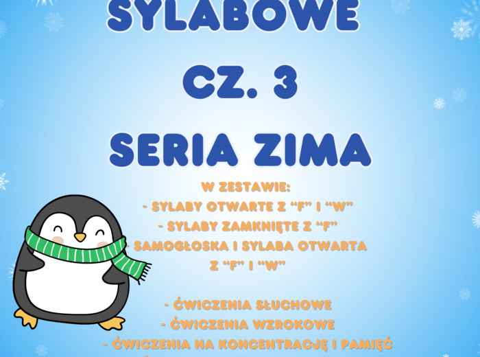 Ćwiczenia sylabowe cz. 3 Seria Zima Pingwinki