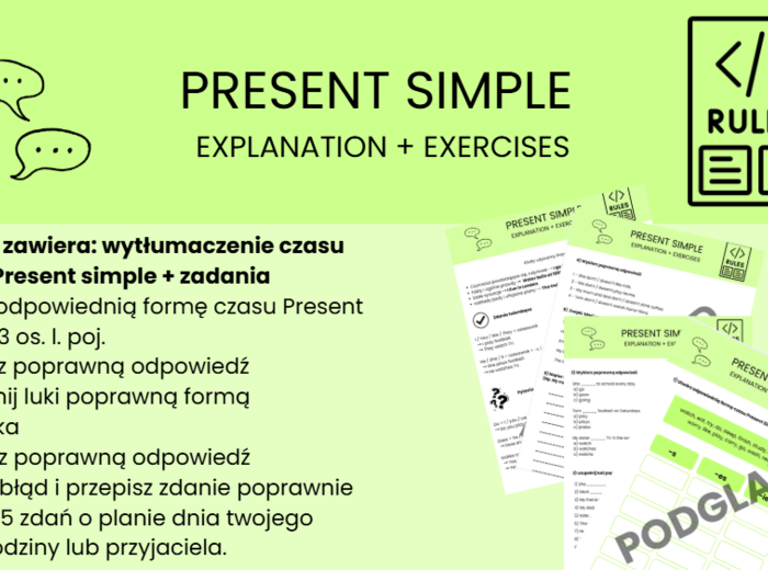 Present Simple - karta pracy wytłumaczenie + zadania