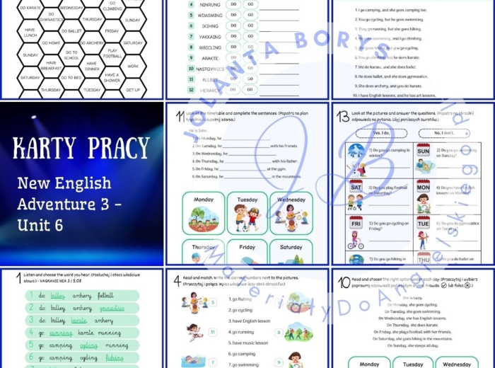 New English Adventure 3 – Unit 6: My hobbies – Karty pracy dla klasy 3