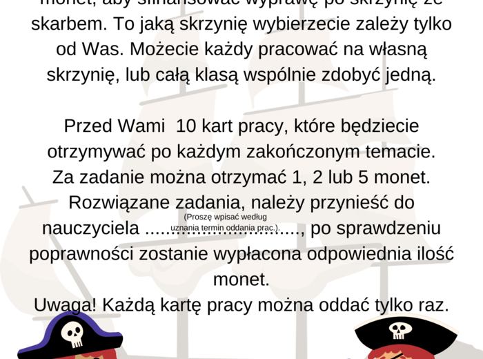 Piracki projekt ułamki zwykłe