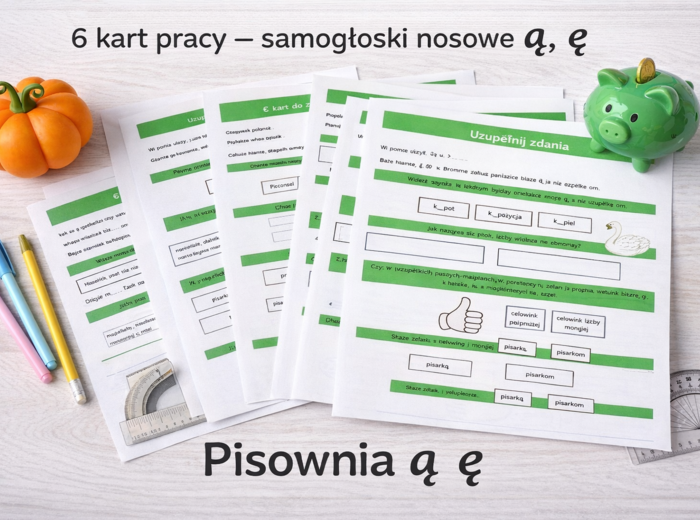 PISOWNIA Ą I Ę [Karta pracy, sprawdzian]