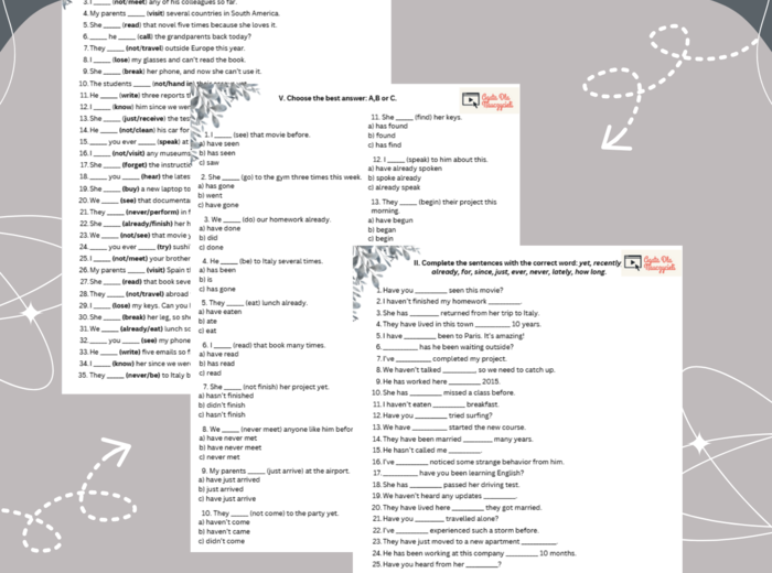 Present Perfect – zadania utrwalające E8/matura podstawowa