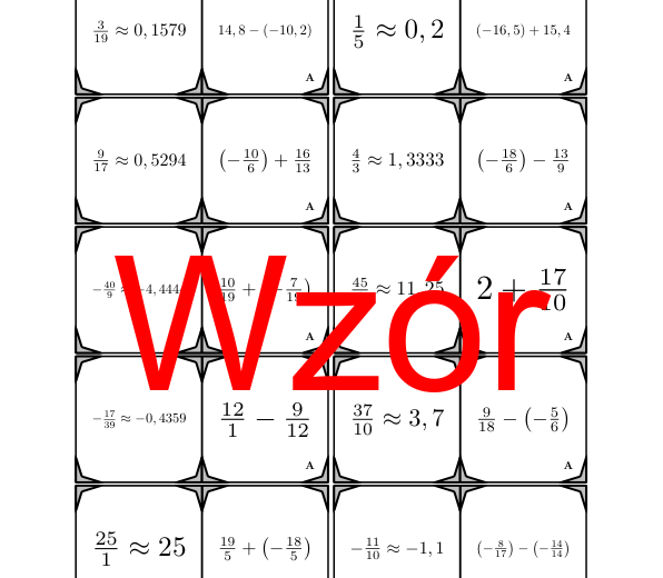 Domino - Dodawanie i odejmowanie liczb wymiernych | matematyka