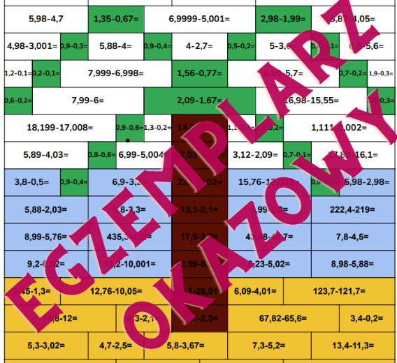 Kodowanie: odejmowanie ułamków dziesiętnych