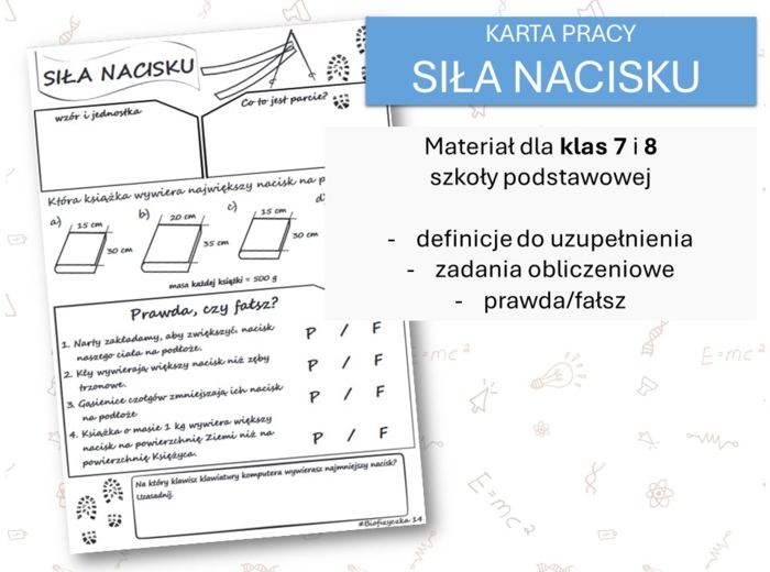 Fizyka 7 i 8. Karta pracy. SIŁA NACISKU. Siły w przyrodzie.
