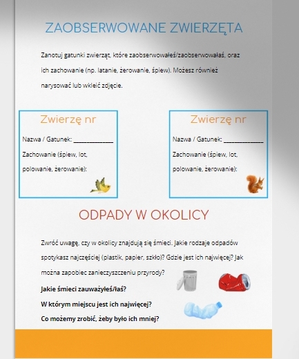 Karty do obserwacji przyrody