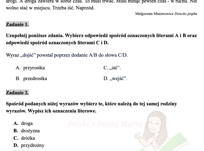 Słowotwórstwo - zadania egzaminacyjne