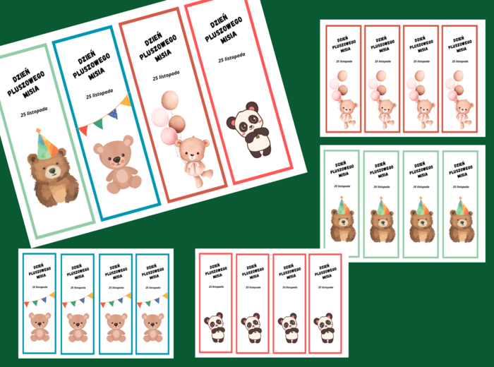 DZIEŃ PLUSZOWEGO MISIA – zakładki do książek – zakładka – kolor – wersja 1