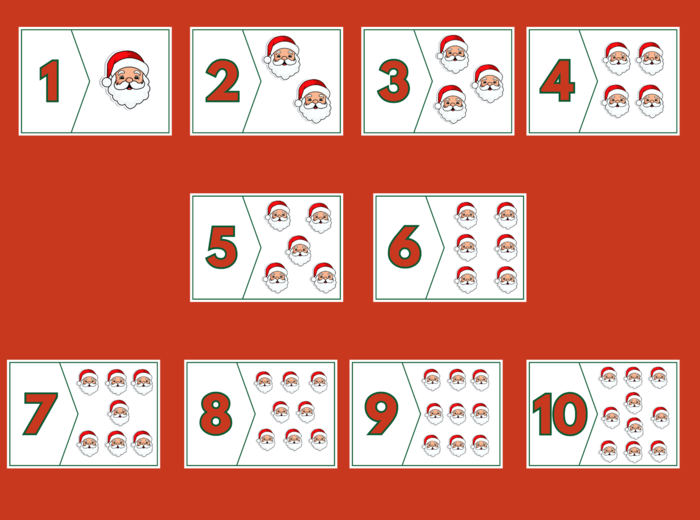 MIKOŁAJKOWE LICZENIE – Mikołajki - Boże Narodzenie - puzzle – układanka- układanki – biblioteka – świetlica – przedszkole – 2 wersje