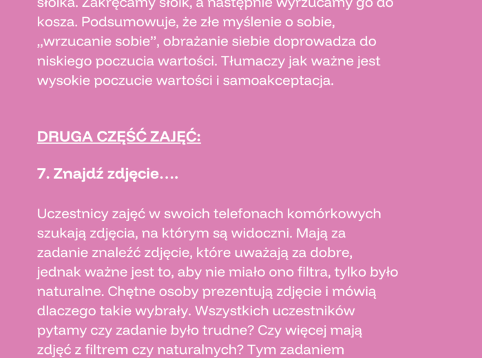 Konspekt zajęć "Akceptacja siebie. Ja w social mediach."