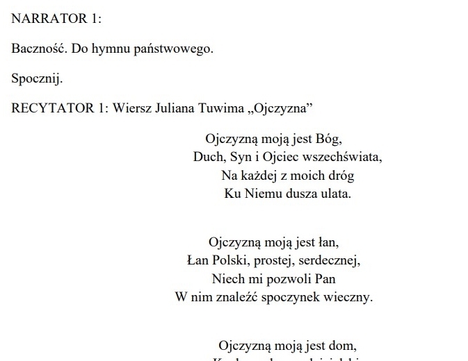 Scenariusz apelu z okazji uchwalena Konstytucji 3 Maja