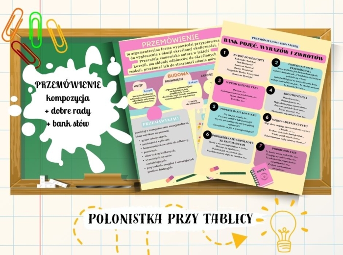 PRZEMÓWIENIE - plakat – kompozycja, elementy twórcze, bank słówek, dobre rady