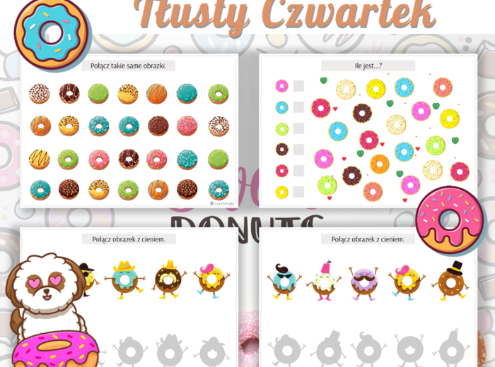 Tłusty Czwartek. Zestaw zadań. Bingo. Kolorowanki. Girlanda